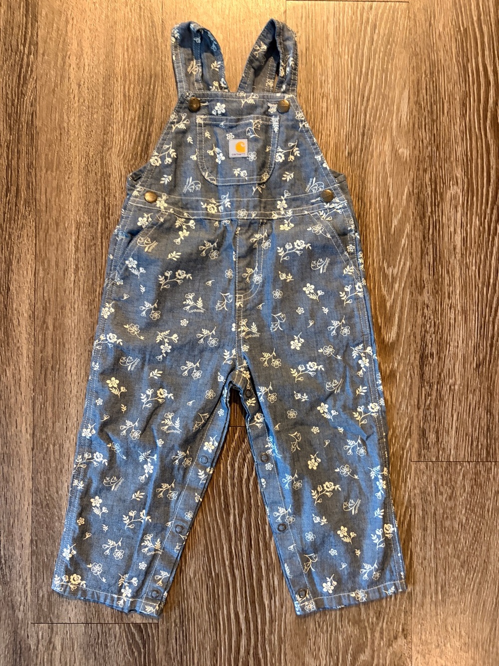 Carhartt Blue Floral Print Denim Overalls for Kids